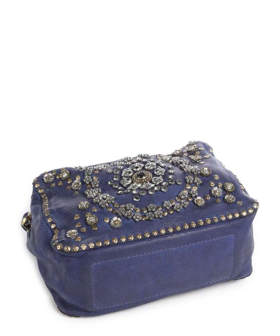 Schultertasche fein genarbtes Kalbsleder dunkelblau