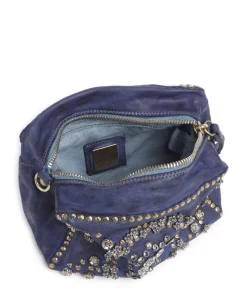 Schultertasche fein genarbtes Kalbsleder dunkelblau