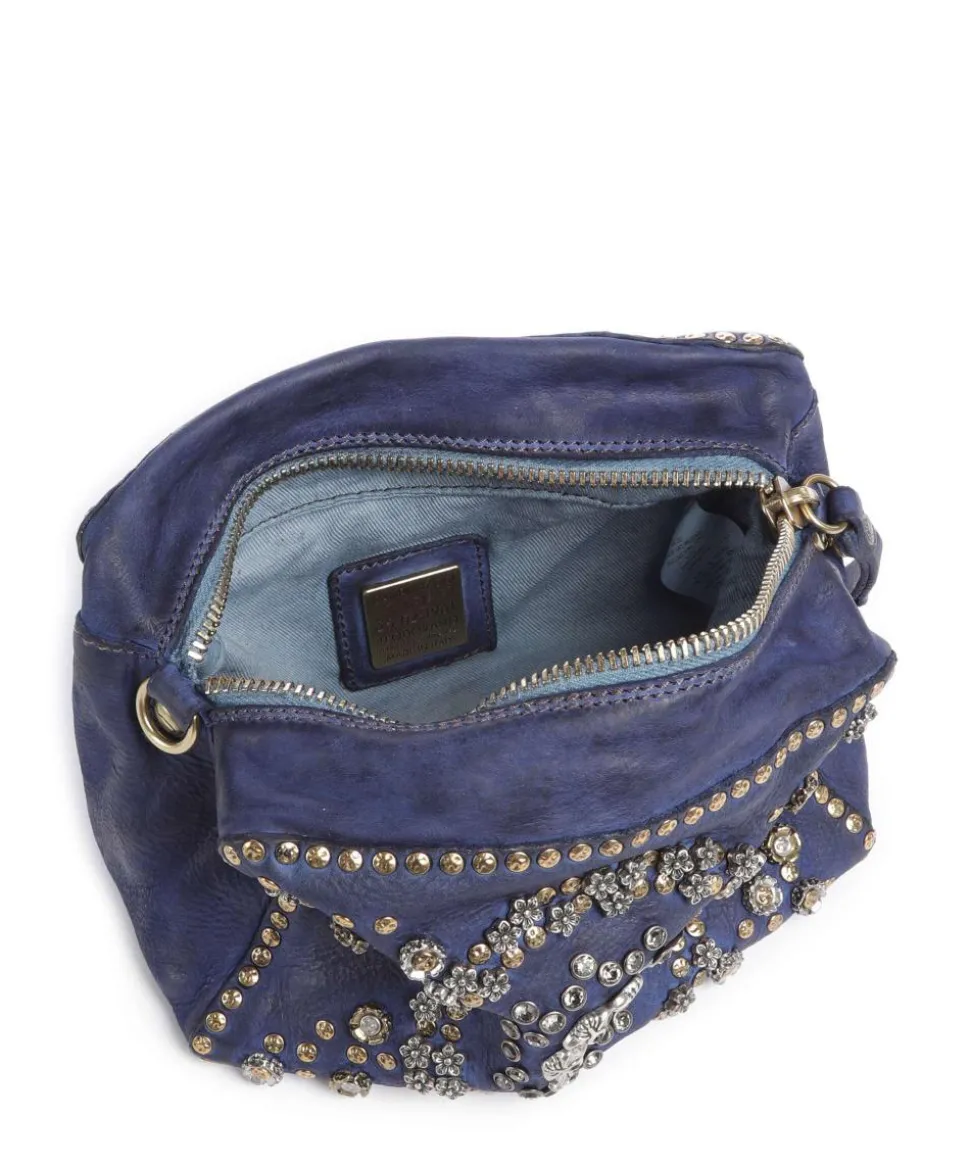 Schultertasche fein genarbtes Kalbsleder dunkelblau