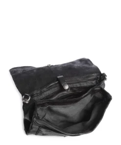 Schultertasche fein genarbtes Rindsleder schwarz