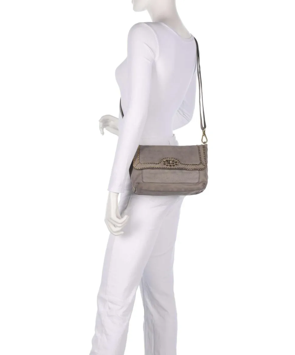 Schultertasche fein genarbtes Rindsleder grau