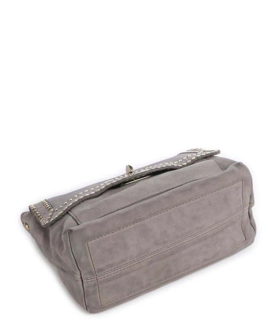 Schultertasche fein genarbtes Rindsleder grau