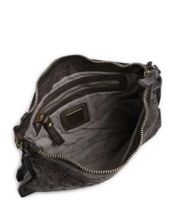 Schultertasche fein genarbtes Rindsleder dunkelgrau