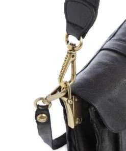 Schultertasche fein genarbtes Rindsleder schwarz