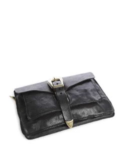 Schultertasche fein genarbtes Rindsleder schwarz