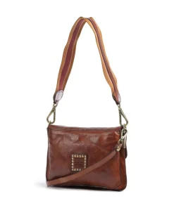 Schultertasche genarbtes Rindsleder cognac