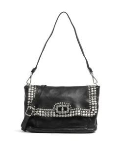 Schultertasche genarbtes Rindsleder schwarz