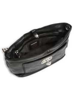 Schultertasche genarbtes Rindsleder schwarz