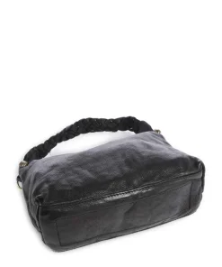 Schultertasche genarbtes Rindsleder schwarz