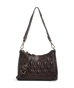 Schultertasche genarbtes Rindsleder dunkelbraun