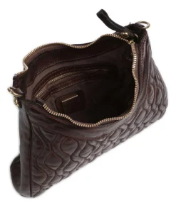 Schultertasche genarbtes Rindsleder dunkelbraun