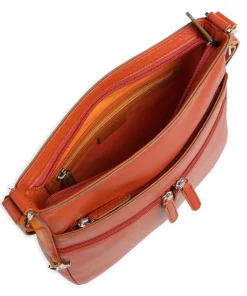 Schultertasche genarbtes Rindsleder terrakotta