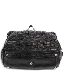 Schultertasche genarbtes Rindsleder schwarz