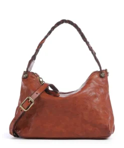 Schultertasche genarbtes Rindsleder cognac