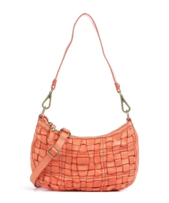 Schultertasche genarbtes Rindsleder orange