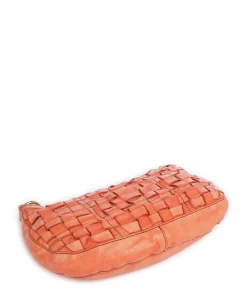 Schultertasche genarbtes Rindsleder orange