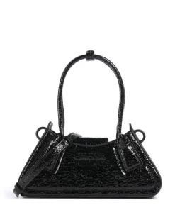 Schultertasche Lederimitat schwarz