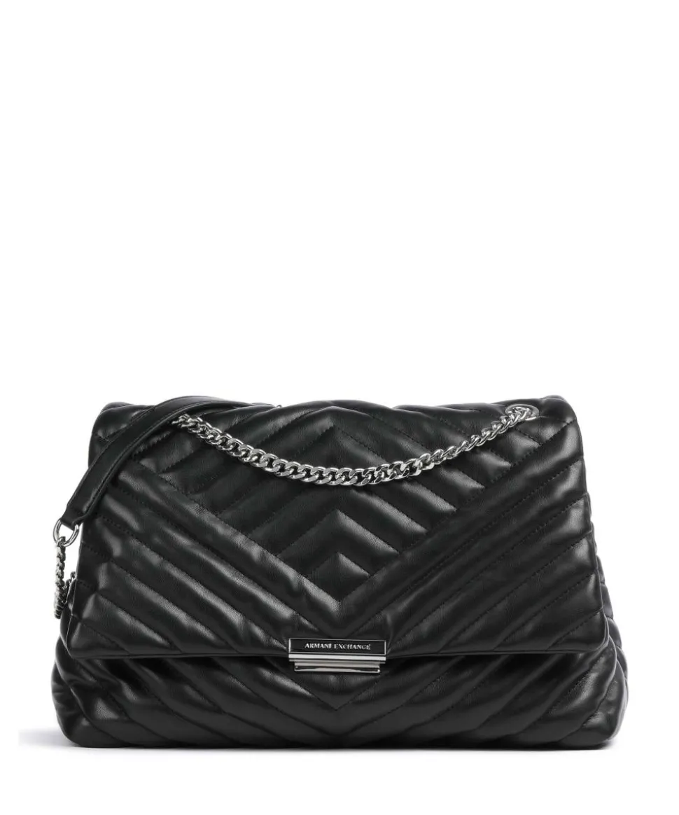 Schultertasche Lederimitat schwarz