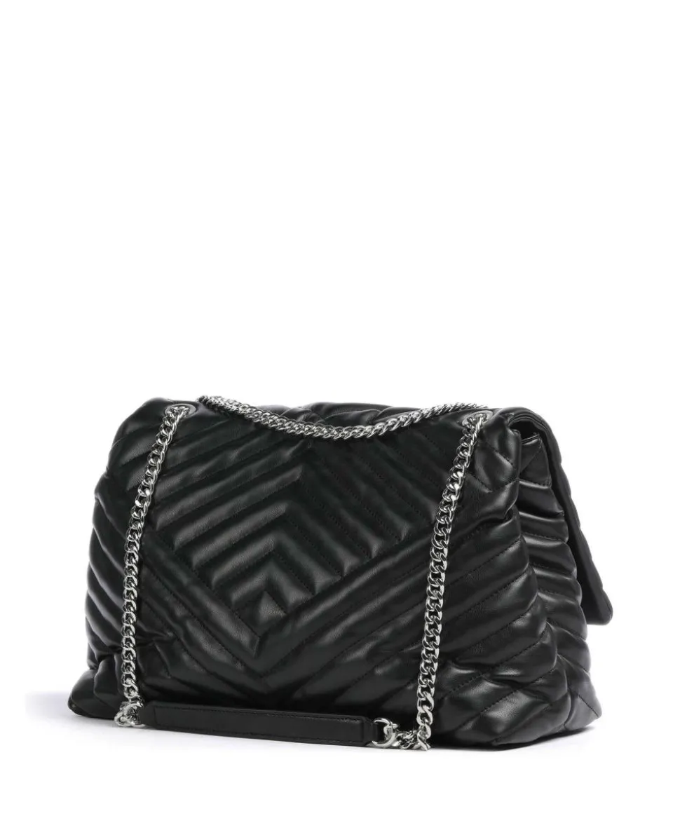 Schultertasche Lederimitat schwarz