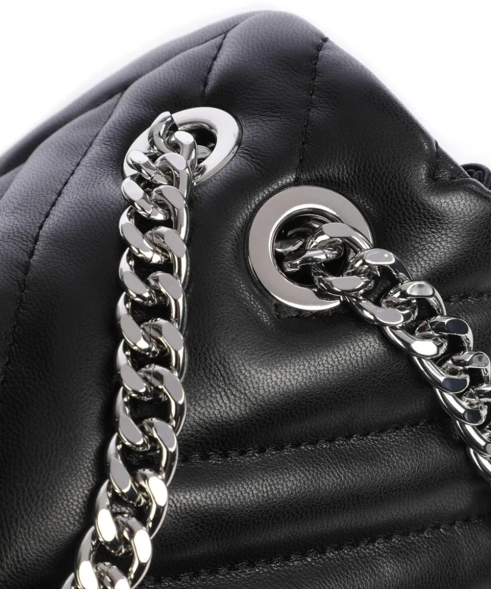 Schultertasche Lederimitat schwarz