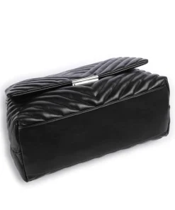 Schultertasche Lederimitat schwarz