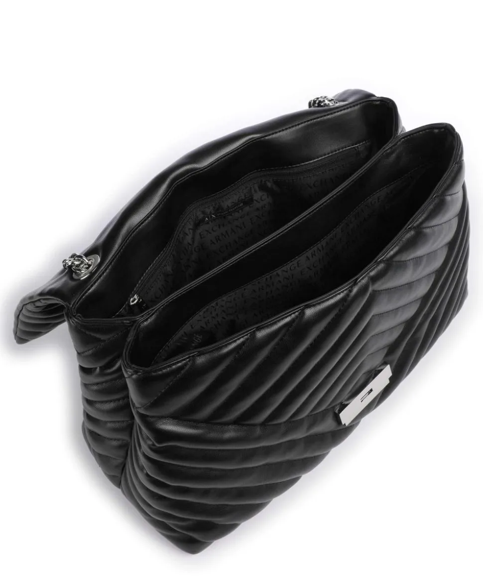 Schultertasche Lederimitat schwarz