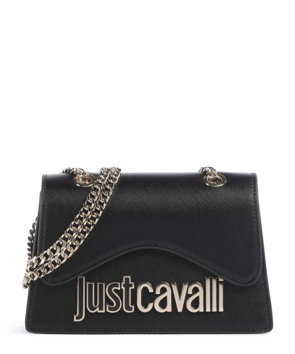 Schultertasche Lederimitat schwarz