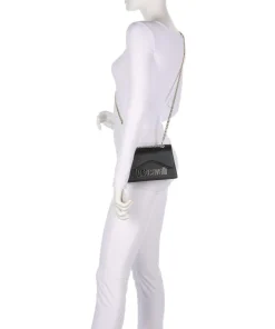 Schultertasche Lederimitat schwarz