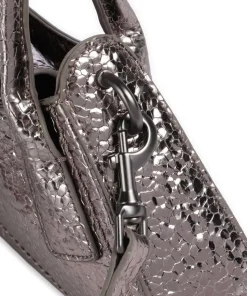 Schultertasche Lederimitat platin