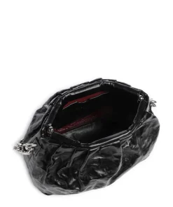 Schultertasche Lederimitat schwarz