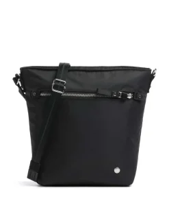 Schultertasche recyceltes Polyester schwarz