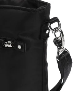 Schultertasche recyceltes Polyester schwarz