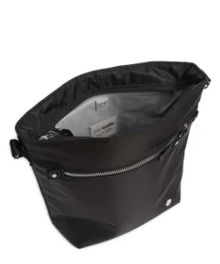 Schultertasche recyceltes Polyester schwarz