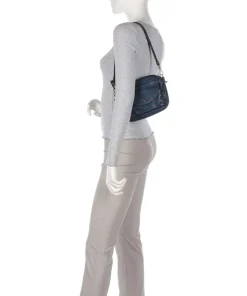 Schultertasche Rindsleder petrol