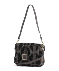 Schultertasche Textil schwarz/grau