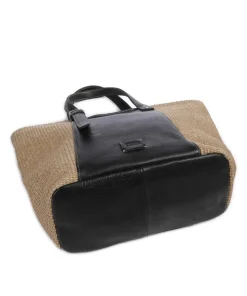 Sea you soon Shopper Polypropylen, genarbtes Leder natur/schwarz