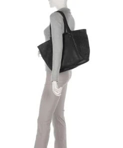 Sea you soon Shopper Polypropylen, genarbtes Leder schwarz