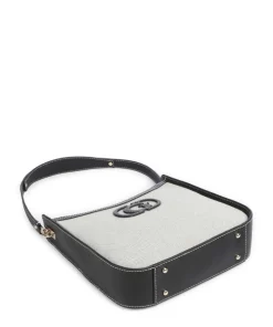 Sebina Schultertasche Baumwolle beige/schwarz