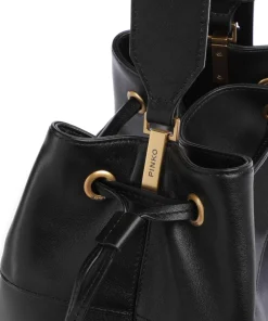 Secchiello Classic Bucket bag fein genarbtes Kalbsleder schwarz