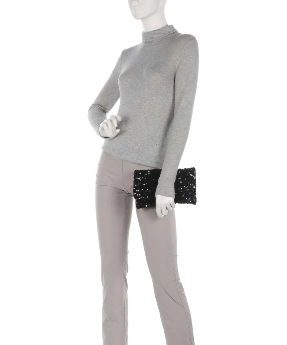 Sequins Clutch Rindsleder schwarz