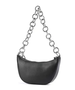 Sfera Mini Schultertasche genarbtes Leder schwarz