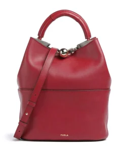 Sfera S Bucket bag fein genarbtes Leder dunkelrot