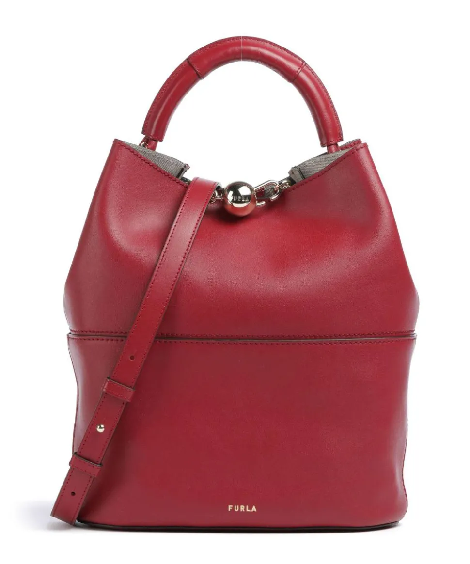 Sfera S Bucket bag fein genarbtes Leder dunkelrot