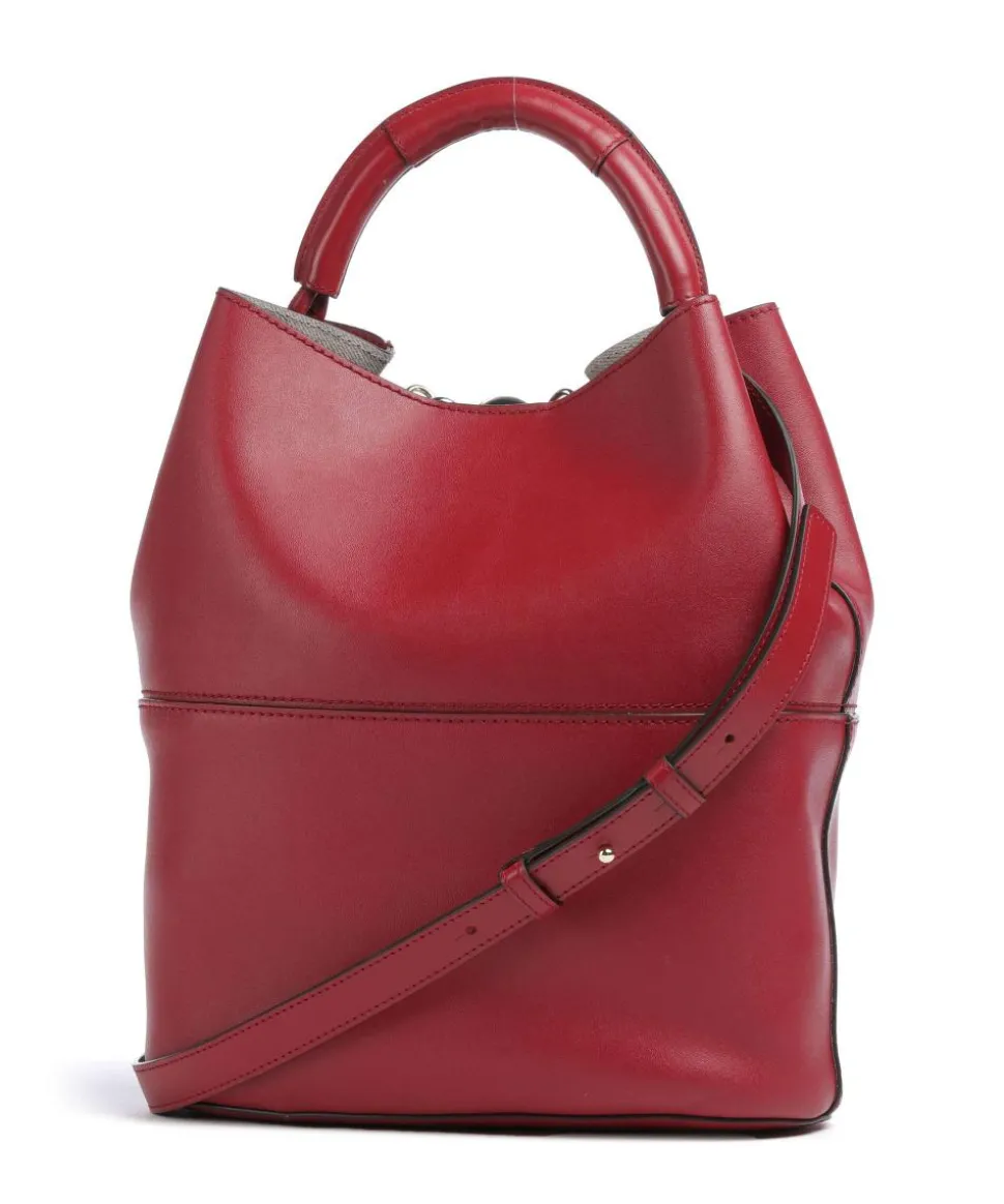 Sfera S Bucket bag fein genarbtes Leder dunkelrot