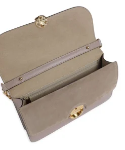 Sfera S Schultertasche fein genarbtes Leder, aufgerautes Leder taupe