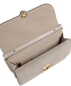 Sfera S Schultertasche fein genarbtes Leder, aufgerautes Leder beige
