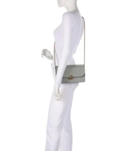 Sfera S Schultertasche fein genarbtes Leder, aufgerautes Leder graugrün