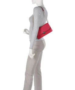 Sfera S Schultertasche fein genarbtes Leder, aufgerautes Leder rot