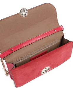 Sfera S Schultertasche fein genarbtes Leder, aufgerautes Leder rot