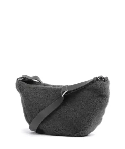 Shearling By My Side Umhängetasche Fell, genarbtes Rindsleder dunkelgrau